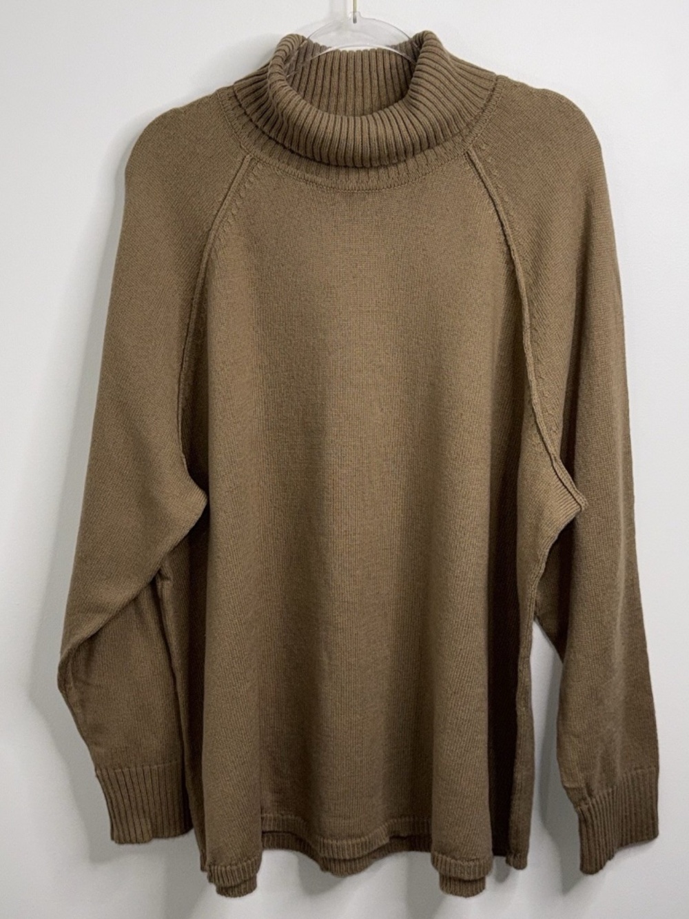 J.Jill Turtleneck Sweater Sz 4X Cotton Wool Blend Khaki Casual Knit Top NWT